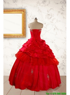 2015 Beautiful Beading Sweetheart Quinceanera Dress in Red