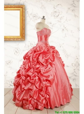 2015 Beautiful Sweetheart Beading Quinceanera Dresses in Watermelon