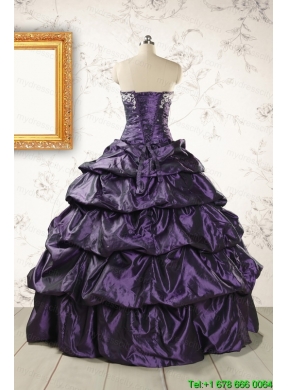 2015 Modern Sweetheart Purple Quinceanera Dresses with Appliques