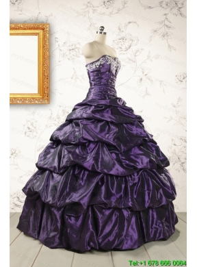 2015 Modern Sweetheart Purple Quinceanera Dresses with Appliques