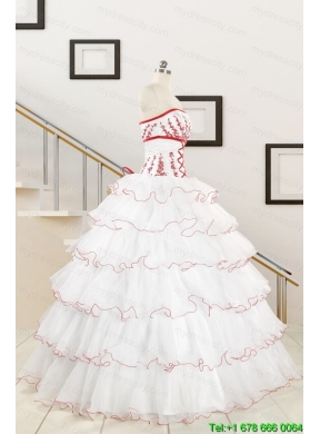 2015 Pretty Appliques Quinceanera Dresses with Strapless