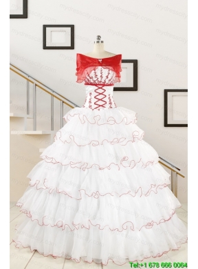 2015 Pretty Appliques Quinceanera Dresses with Strapless