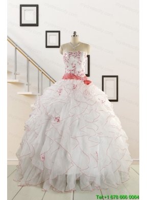 2015 Pretty Quinceanera Dresses with Appliques and Belt