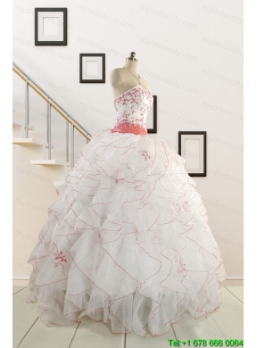 2015 Pretty Quinceanera Dresses with Appliques and Belt