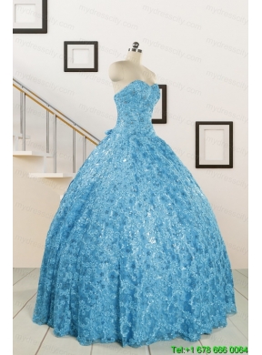 2015 Unique Sweetheart Ball Gown Quinceanera Dress in Baby Blue