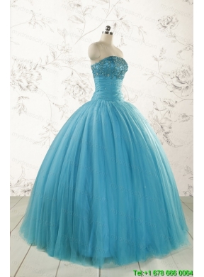 Cheap Strapless Quinceanera Dresses with Beading for 2015