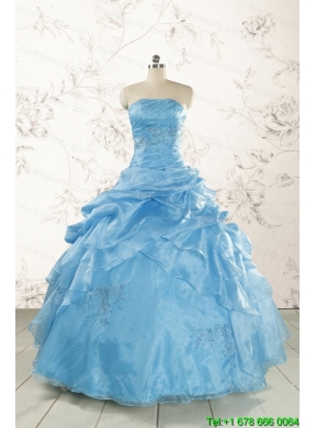 Elegant Appliques Aqua Blue Quinceanera Dresses