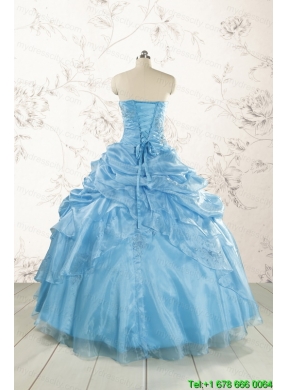 Elegant Appliques Aqua Blue Quinceanera Dresses