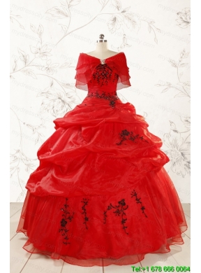 Most Popular Appliques Red Quinceanera Dresses for 2015