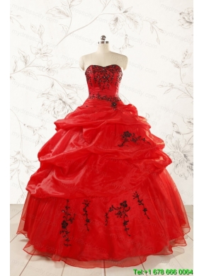 Most Popular Appliques Red Quinceanera Dresses for 2015