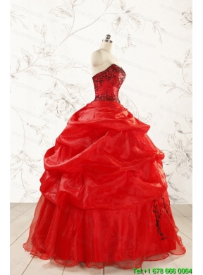 Most Popular Appliques Red Quinceanera Dresses for 2015