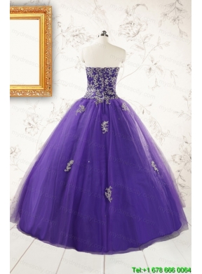 New Arrival Purple Quinceanera Dresses with Appliques and Beading