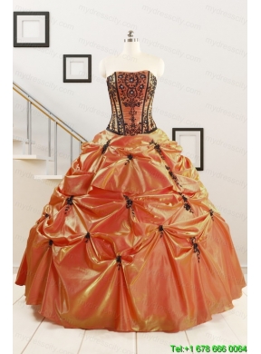 Orange Red and Black Sweetheart Appliques Quinceanera Dresses with Wraps