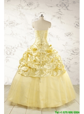 Yellow Sweetheart Ball Gown Quinceanera Dress for 2015