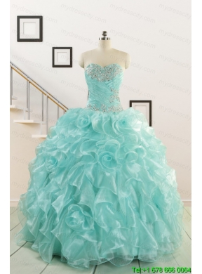 Apple Green Quinceanera Dresses with Beading for 2015