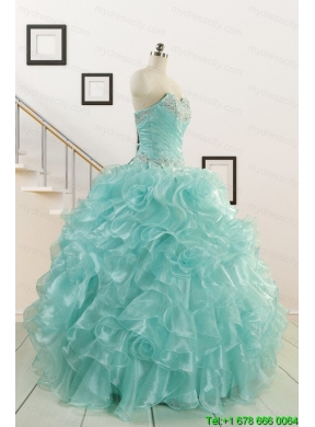 Apple Green Quinceanera Dresses with Beading for 2015