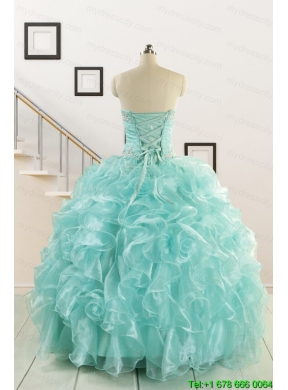 Apple Green Quinceanera Dresses with Beading for 2015