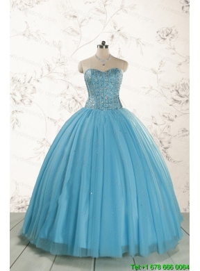 Ball Gown 2015 Baby Blue Quinceanera Dresses with Sweetheart