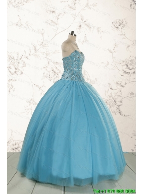 Ball Gown 2015 Baby Blue Quinceanera Dresses with Sweetheart