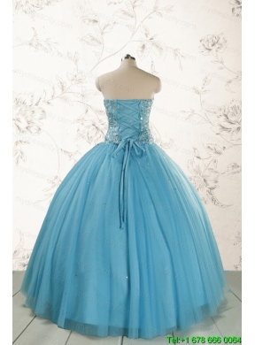 Ball Gown 2015 Baby Blue Quinceanera Dresses with Sweetheart