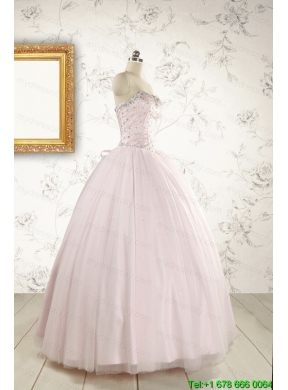 Light Pink  Beading Pretty Quinceanera Dresses for 2015