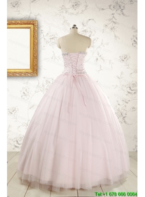 Light Pink  Beading Pretty Quinceanera Dresses for 2015