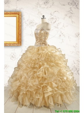 Luxurious Champange Quinceanera Dresses with Beading