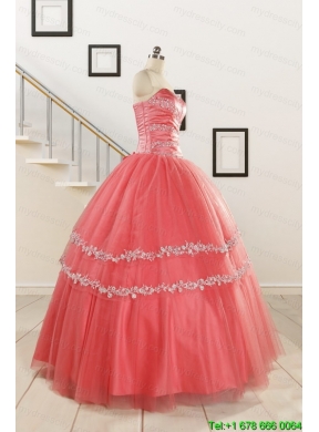 New Style Watermelon Quinceanera Dresses with Beading for 2015