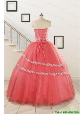 New Style Watermelon Quinceanera Dresses with Beading for 2015