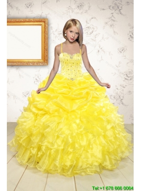 Beand New Beading and Ruffles Flower Girl Dress in Yellow for 2015