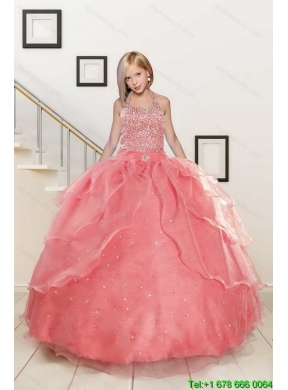 Exquisite Baby Pink Flower Girl Dress with Beading for 2015