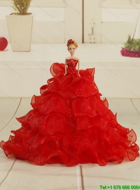 2015 Fashionable Appliques Red Little Girl Pageant Dress