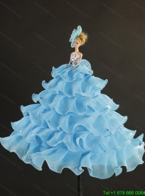 Popular Aqua Blue Little Girl Pageant Dress with Appliques and Pick Ups for 2015