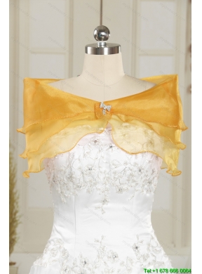 2015  Detachable and Classic Spring Yellow Sweet 15 Dresses with Beading and Ruffles
