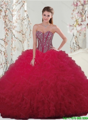 Beading and Ruffles Detachable and Designer Red Sweet 16 Dresses