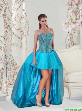 Detachable and Best Aqua Blue Sweet 15 Dresses with Beading and Ruffles for 2015