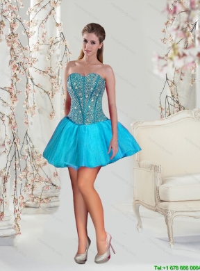 Detachable and Best Aqua Blue Sweet 15 Dresses with Beading and Ruffles for 2015