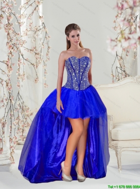 Detachable and Designer Beading and Ruffles Sweet 16 Dresses in Royal Blue for 2015