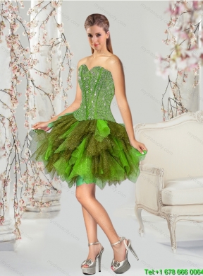 Detachable and Classic Beading and Ruffles Multi Color Dresses for Quince