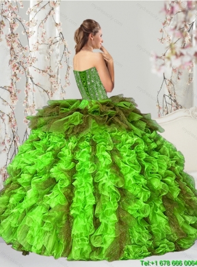 Detachable and Classic Beading and Ruffles Multi Color Dresses for Quince