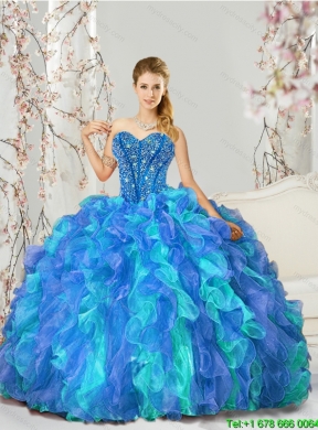 New Style and Detachable Beading and Ruffles Multi Color Quinceanera Dresses for 2015