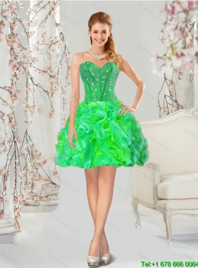 2015 Detachable and Pretty Beading and Ruffles Dresses for Quince in Multi Color