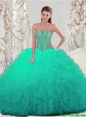 2015 Detachable Beading and Ruffles Quinceanera Dress Skirts in Apple Green