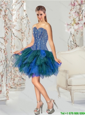 2015 Detachable Beading and Ruffles Quinceanera Dress Skirts in Royal Blue and Teal