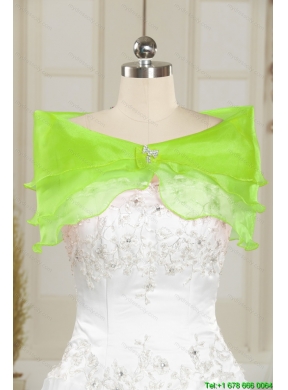 Designer Beading and Ruffles Quince Dresses in Green