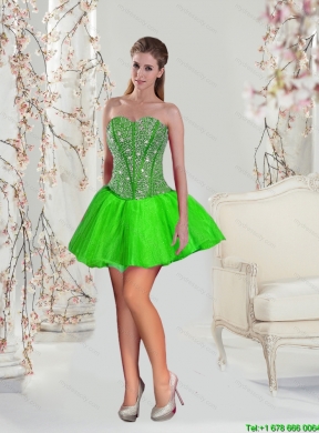 Detachable and Latest Beading and Ruffles Quince Dresses in Spring Green for 2015