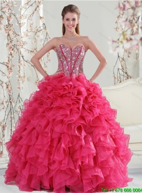 Detachable Beading and Ruffles Red Quinceanera Dress Skirts for 2015