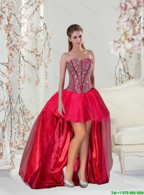 Detachable Beading and Ruffles Red Quinceanera Dress Skirts for 2015