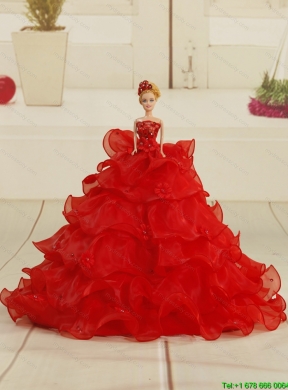 Most Popular Beading and Ruffles Red Quinceanera Dress Skirts