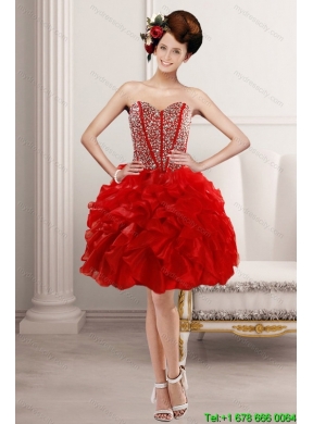 2015 Elegant Sweetheart Prom with Beading and Ruffles